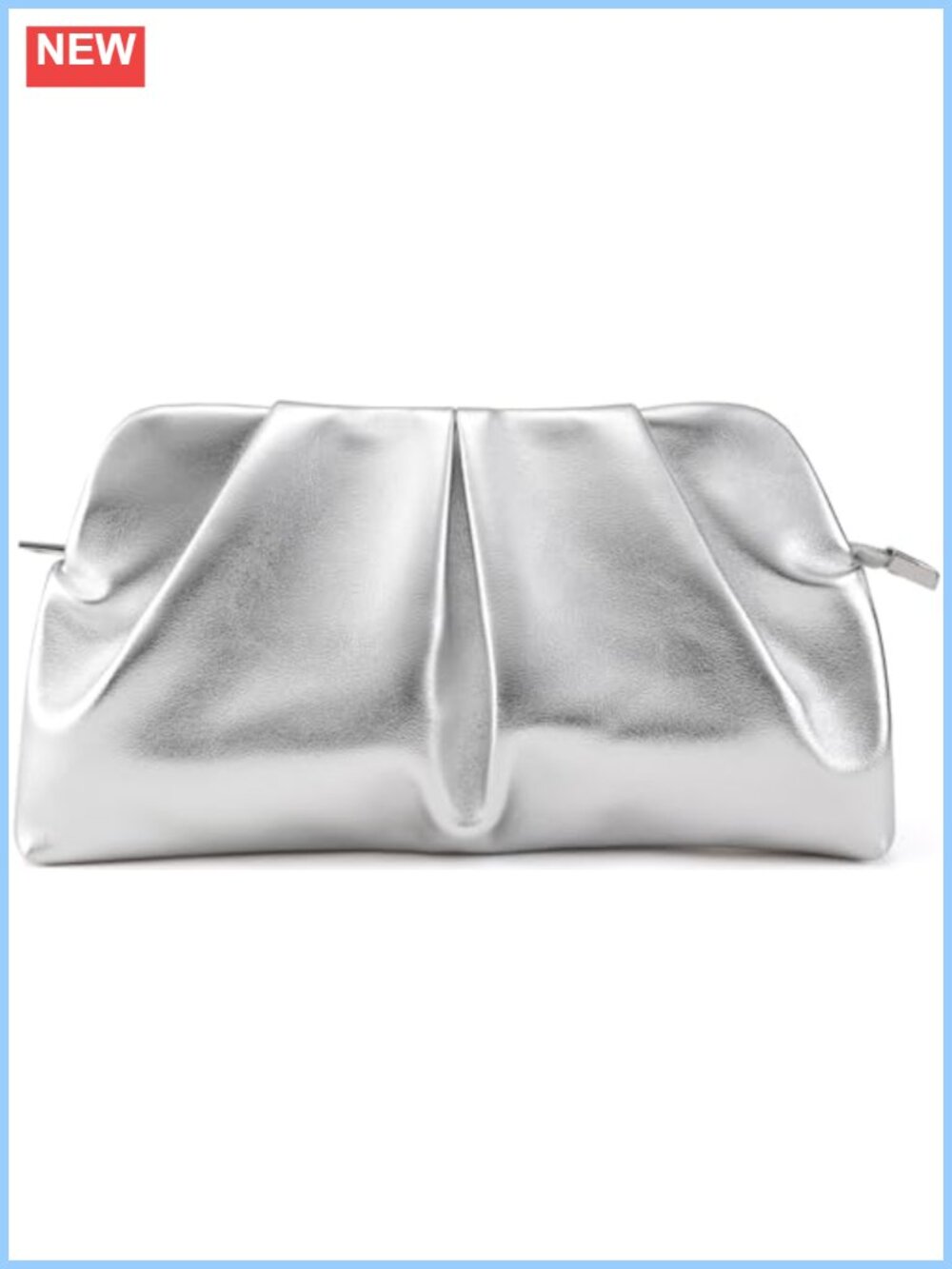 Pleated PU Leather Clutch Bag Dressy Formal Evening Handbag Detachable Chain